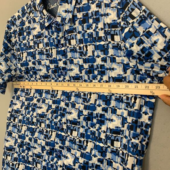 Robert Graham Blue Geometric Print Button Up Shirt Size Large Mens Casual - Picture 7 of 8
